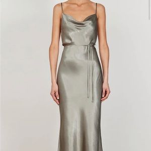 Shona Joy LA LUNE BIAS COWL MIDI DRESS - SAGE